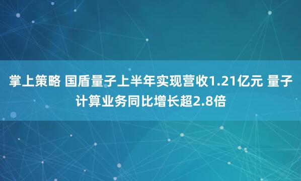 掌上策略 国盾量子上半年实现营收1.21亿元 量子计算业务同比增长超2.8倍