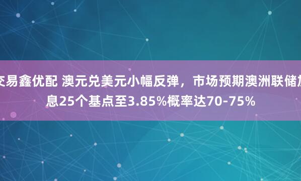 交易鑫优配 澳元兑美元小幅反弹，市场预期澳洲联储加息25个基点至3.85%概率达70-75%